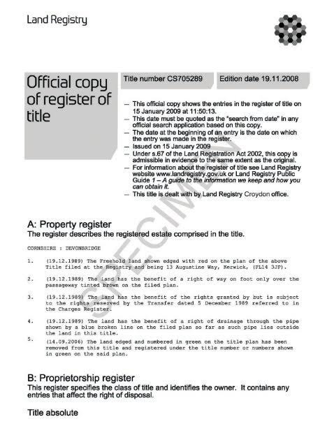 wpis do land registry w uk