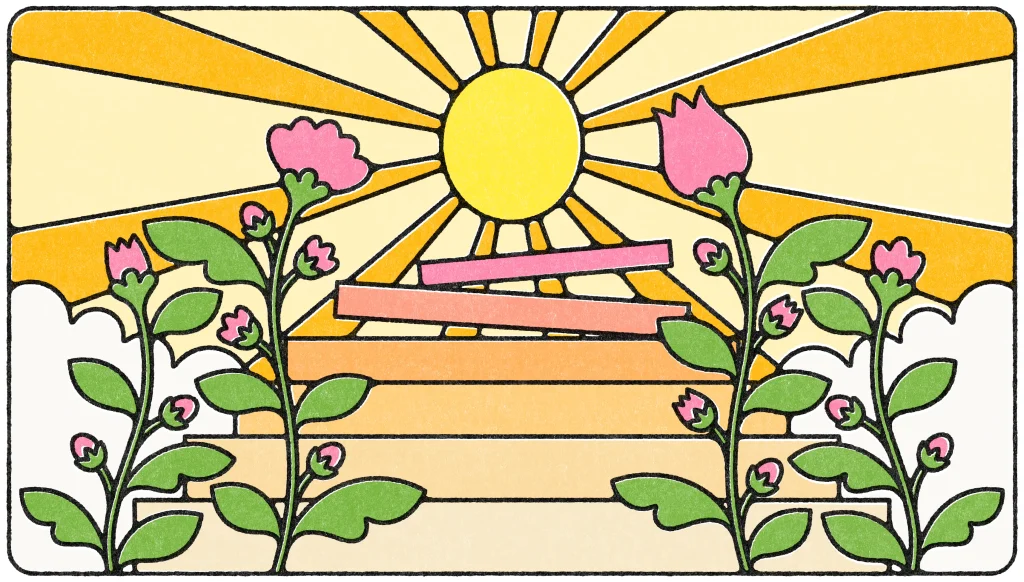Illustration of steps leading towards the sun